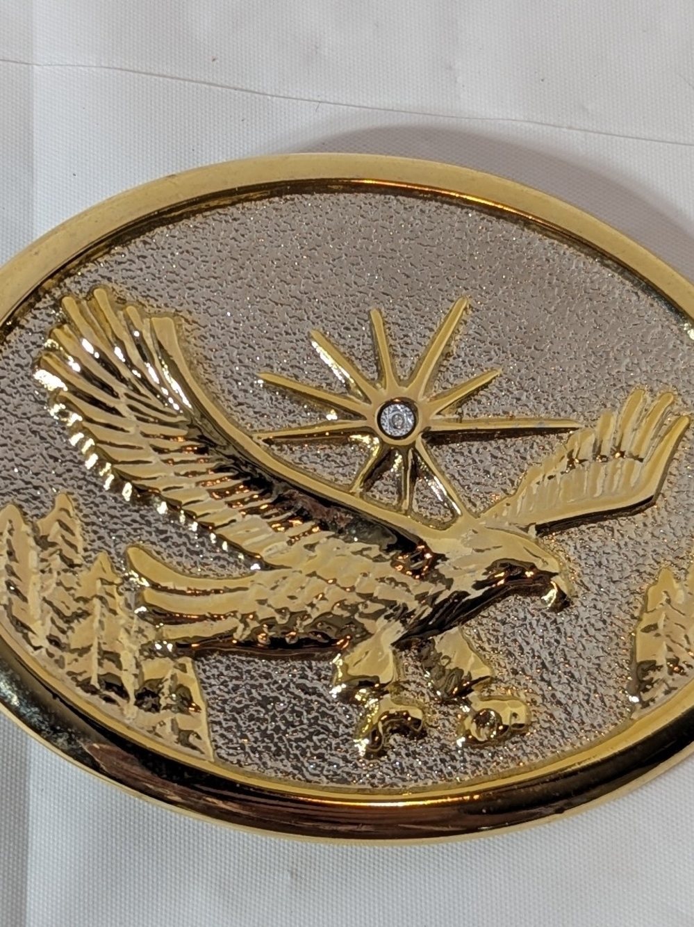 Oval Gold & Silver Eagle Belt Buckle